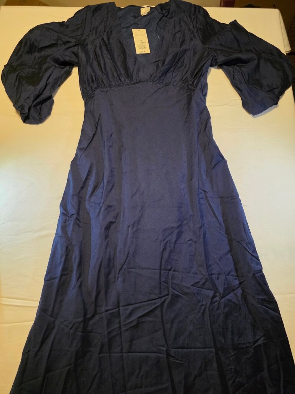 Women's Tie Neck Maxi Dress - a New Day™ Navy Blue Size S - Picture 3 of 6